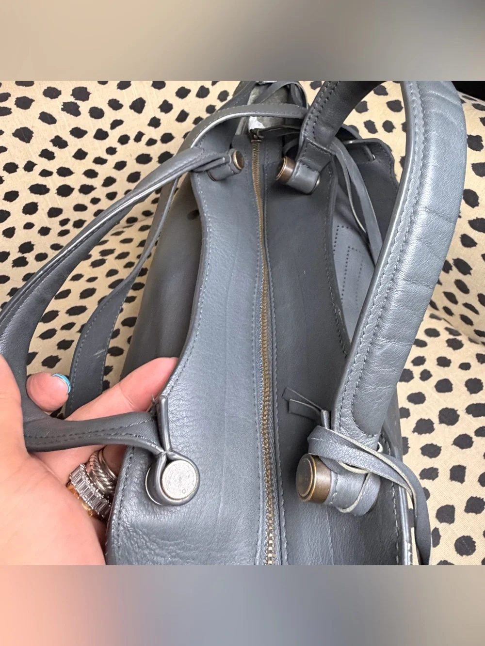 BALENCIAGA Veau Soyeux Perforated Blackout Hardware City Gris Fossile